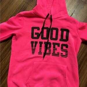 Good vibes bright pink hoodie